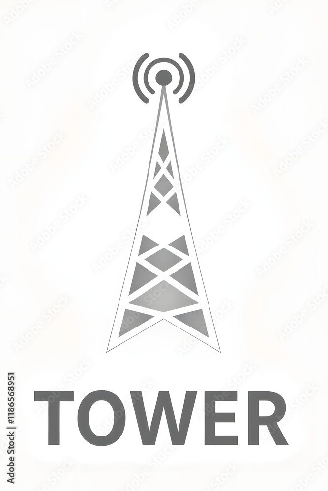 Fototapeta premium Radio Tower Logo clean monochrome black on isolated white background