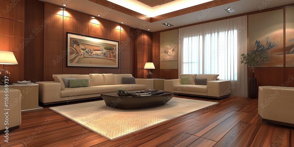 Fototapeta premium Modernes Wohnzimmer Zeitgenössischer Innenarchitekturstil Wohnraumideen Innenarchitektur