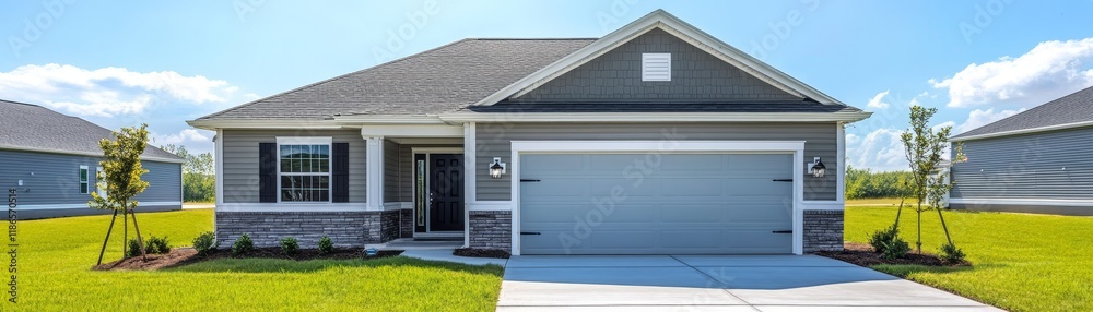 Charming suburban house with attached garage and spacious driveway, perfect for family living