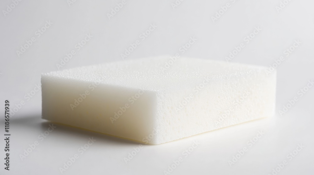 High-quality white sponge for automotive interior cleaning with porous texture isolated on neutral background for product display or advertising High-quality white sponge for automotive interior cleaning with porous texture isolated on neutral background for product display or advertising