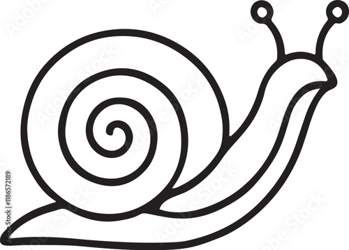 A detailed silhouette vector design of a snail, perfect for nature, animal-themed projects, and environmental illustrations.