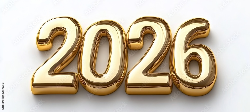 Golden 3D Number 2026 Isolated on a White Background, Perfect for New Year s Concepts Golden 3D Number 2026 Isolated on a White Background, Perfect for New Year s Concepts