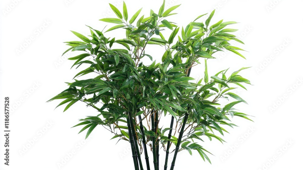 Lush bamboo plant with vibrant green leaves on a white background perfect for serene decor and natural elegance in any space Lush bamboo plant with vibrant green leaves on a white background perfect for serene decor and natural elegance in any space