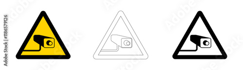 Warning signage for security or surveillance cameras. Vector format