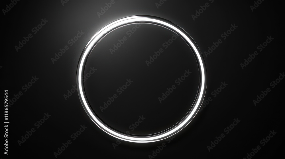 Glowing white circle frame on dark background. Glowing white circle frame on dark background.