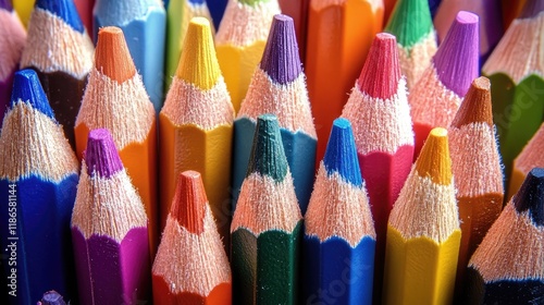 Colorful Collection of Vibrant Art Pencils on Dark Background Perfect for Creative Projects and Artistic Inspiration photo