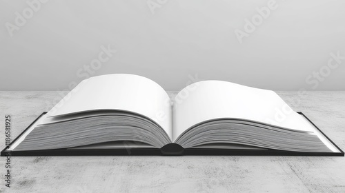 Open Blank Book on a Neutral Background Ideal for Love Story or Personal Narrative Design Projects photo