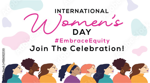  International women's day. banner, woman head illustration from side view happy women's day, can use for, landing page, template, web, mobile app, etc