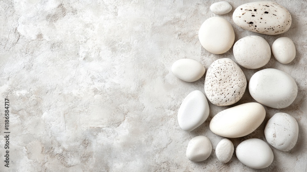 White Decorative Stones Arranged on a Soft Textured Surface for Elegant Home Decor or Nature-Themed Design Concepts White Decorative Stones Arranged on a Soft Textured Surface for Elegant Home Decor or Nature-Themed Design Concepts