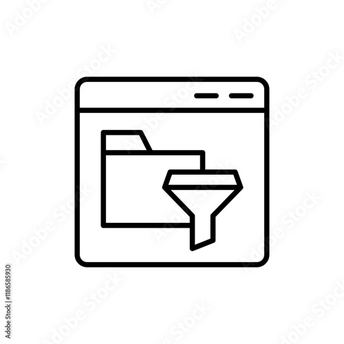 Folder filter outline icons, minimalist vector illustration ,simple transparent graphic element .Isolated on white background
