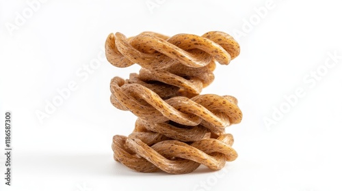 Twisted Stack of Raw Whole Wheat Pasta Isolated on White Background for Culinary and Food Photography Use photo