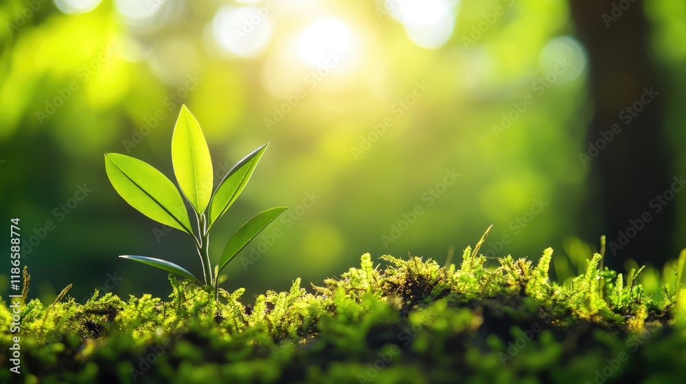 Renewable Energy Growth and Sustainable Nature Concept with Green Plant in Sunlight Renewable Energy Growth and Sustainable Nature Concept with Green Plant in Sunlight