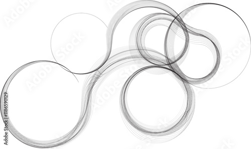 Decorative swirl of line. Intertwined curved lines .Abstract flow linear fluid shapes .Curly design element. Music sound wave . Swirl calligraphic flourish divider ornament design. Curve lines Vector 