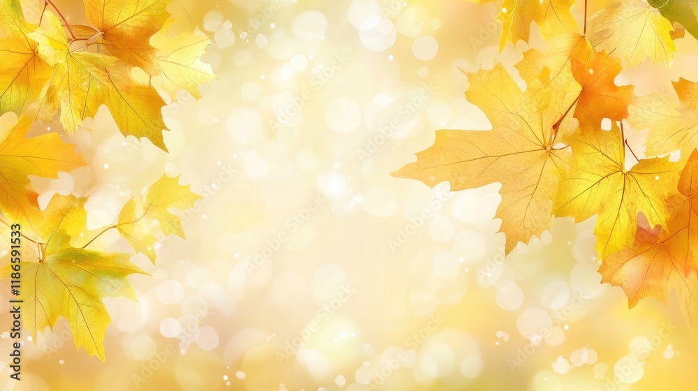 Yellow maple leaves in autumn with a beautiful blurred bokeh background creating a warm and vibrant seasonal atmosphere. Yellow maple leaves in autumn with a beautiful blurred bokeh background creating a warm and vibrant seasonal atmosphere.