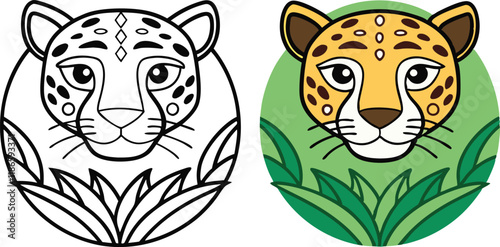 Cheetah Coloring Page Jungle Cat Head, Wild Animal Illustration