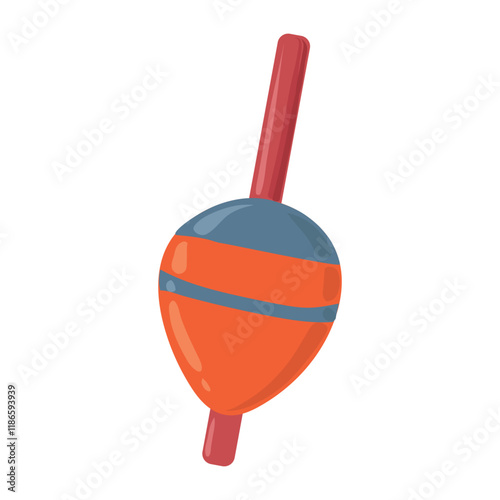 Fishing float. Tackle for hobby fishing. Vector image in orange and blue.