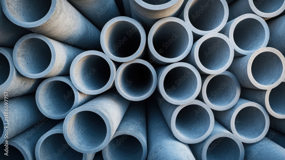 Circular Pipes Arranged in Abstract Structure with Soft Shadows Circular Pipes Arranged in Abstract Structure with Soft Shadows