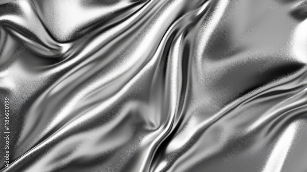 Fototapeta premium Crumpled shiny silver foil texture background for modern design and creative projects