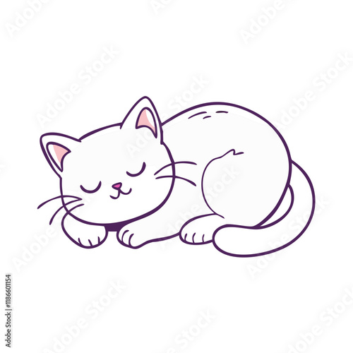 cat napping vector icon, pet day vector illustration - simple illustration of cat napping perfect for logos, and pet day-themed designs.