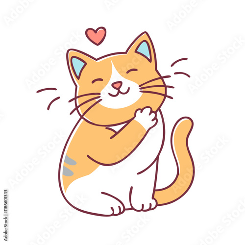 cat purring vector icon, pet day vector illustration - simple illustration of cat purring perfect for logos, and pet day-themed designs.
