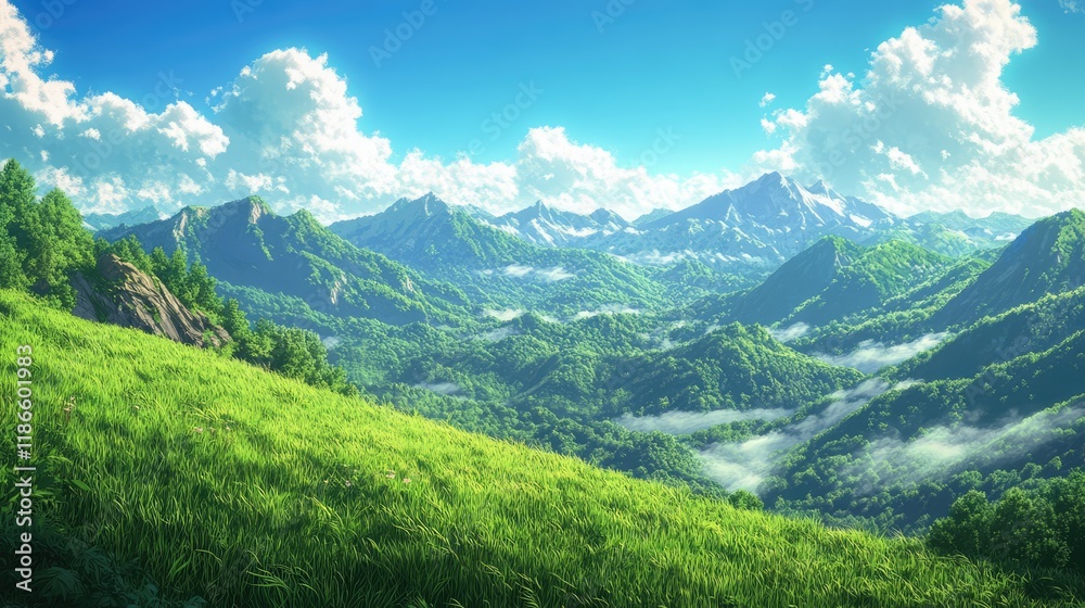 Naklejka premium Stunning Mountain Sunrise Over Untamed Wilderness