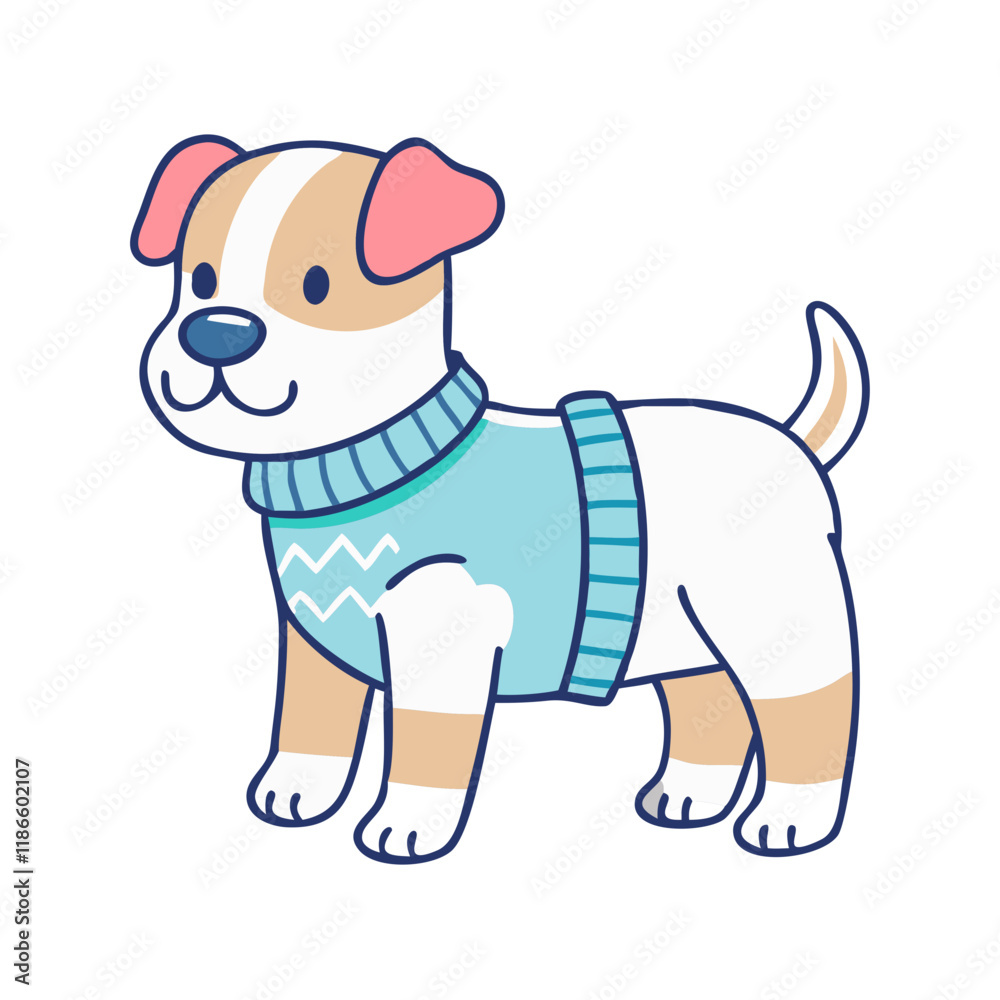 Fototapeta premium dog in sweater vector icon, pet day vector illustration - simple illustration of dog in sweater perfect for logos, and pet day-themed designs.