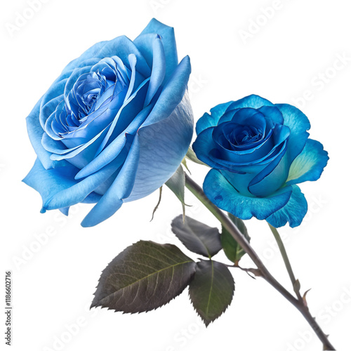 Blue rose on green stem