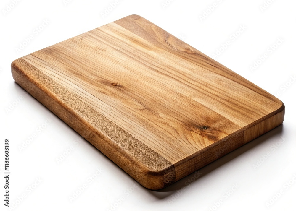 Rustic Wooden Cutting Board Isolated on White Background - Perfect for Culinary Stock Photos Rustic Wooden Cutting Board Isolated on White Background - Perfect for Culinary Stock Photos
