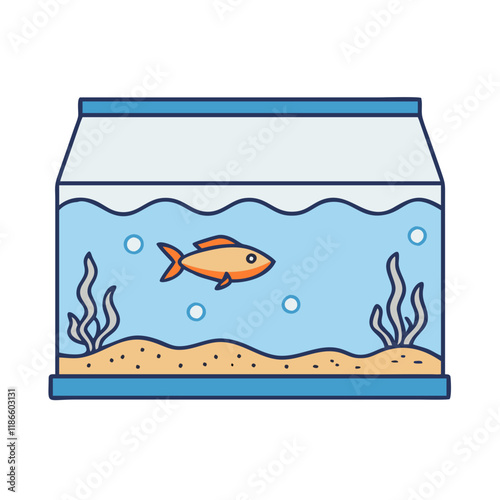 fish tank vector icon, pet day vector illustration - simple illustration of fish tank perfect for logos, and pet day-themed designs.