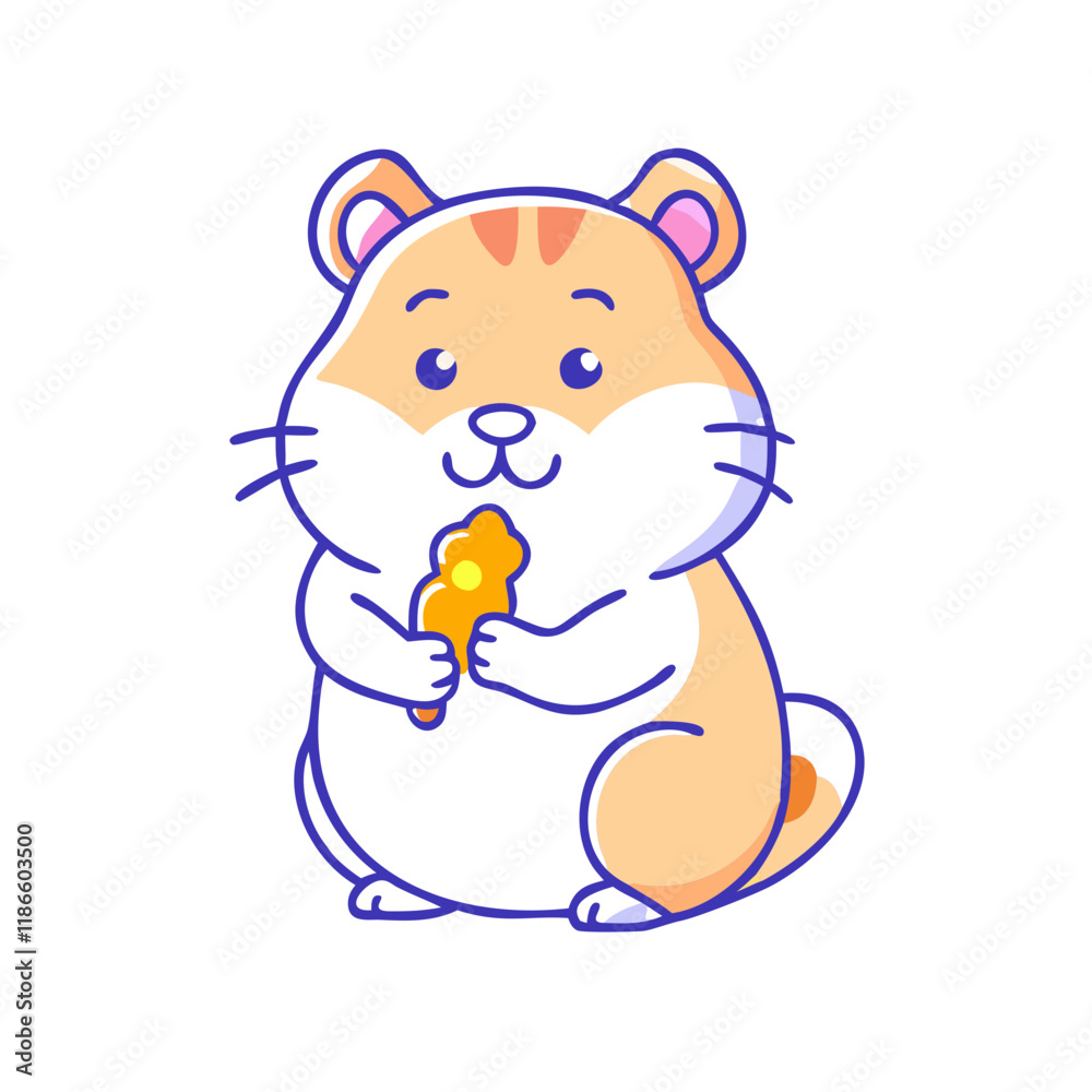 hamster with treat vector icon, pet day vector illustration - simple illustration of hamster with treat perfect for logos, and pet day-themed designs. hamster with treat vector icon, pet day vector illustration - simple illustration of hamster with treat perfect for logos, and pet day-themed designs.