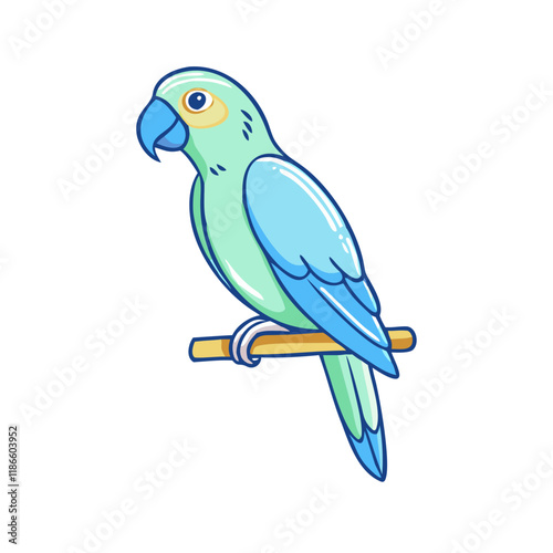 parrot on perch vector icon, pet day vector illustration - simple illustration of parrot on perch perfect for logos, and pet day-themed designs.