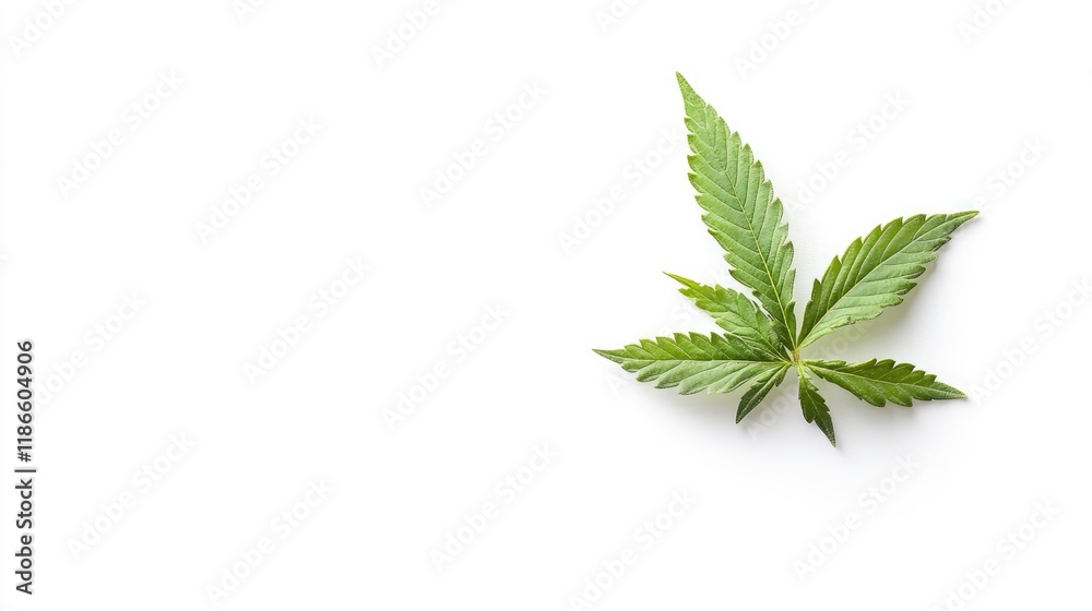 Close-up of Fresh Cannabis Leaf Isolated on a White Background Highlighting Its Unique Texture and Natural Green Color Close-up of Fresh Cannabis Leaf Isolated on a White Background Highlighting Its Unique Texture and Natural Green Color