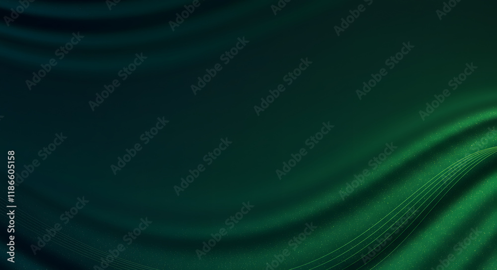 Fototapeta premium Green abstract background featuring flowing waves, creating a serene and dynamic visual effect.