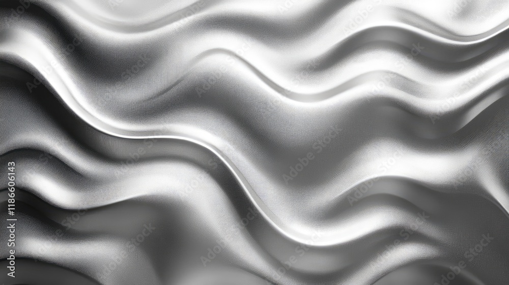 Fototapeta premium Textured silver plastic background with flowing waves ideal for modern design and elegant product presentations