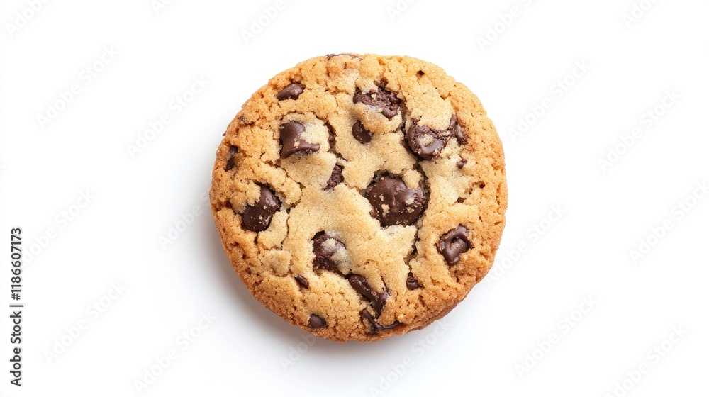 Single Chocolate Chip Cookie on White Background Celebrating New Year Festivities Homemade Sweet Treat Delicacy Dessert Christmas Single Chocolate Chip Cookie on White Background Celebrating New Year Festivities Homemade Sweet Treat Delicacy Dessert Christmas