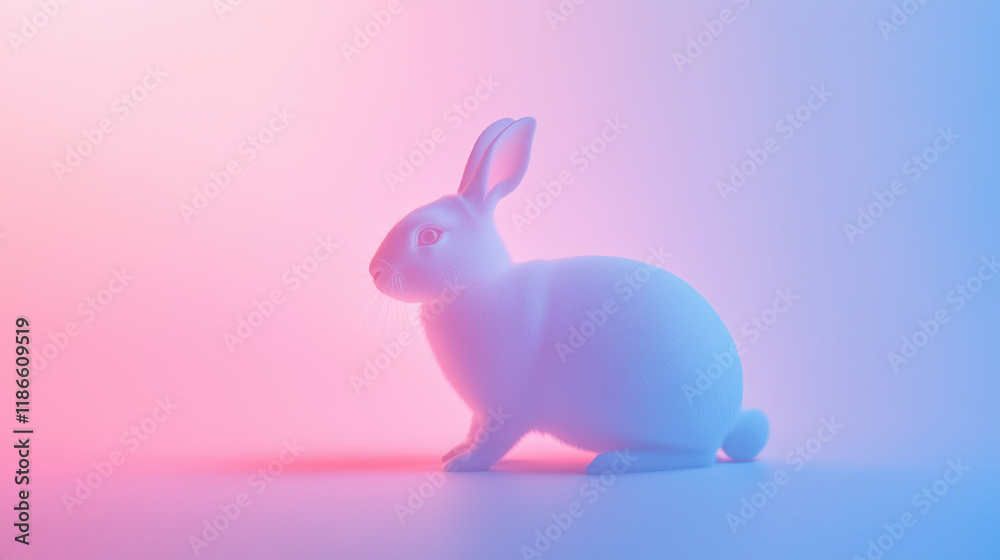 White background, a white rabbit, soft pink and purple gradient, blurred, dreamy effect, Easter card White background, a white rabbit, soft pink and purple gradient, blurred, dreamy effect, Easter card