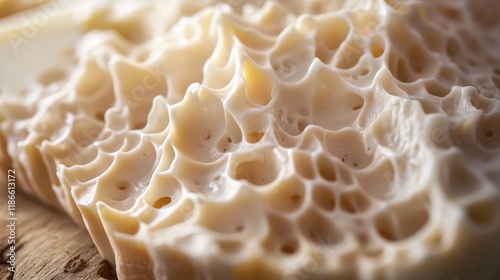 Intricate Textured Surface of a Creamy Natural Material Highlighting Organic Patterns and Soft Curves photo