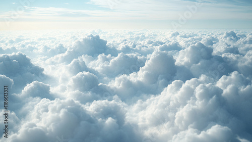 Aerial View of a Stunning Cumulus Cloud Sea Heavenly White Cloudscape Soft Light