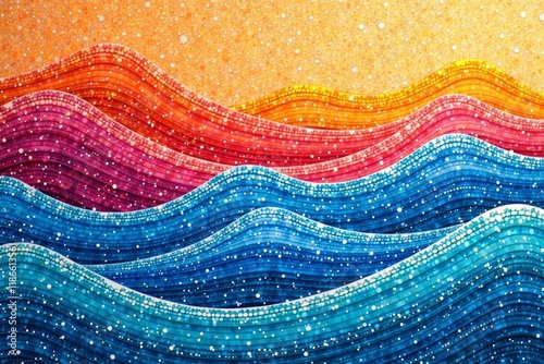 Wavy background with hand-drawn waves and a textured stripe pattern, pattern, black and white