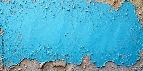 Weathered blue stucco wall with cracked plaster and faded paint details , old, stucco photo