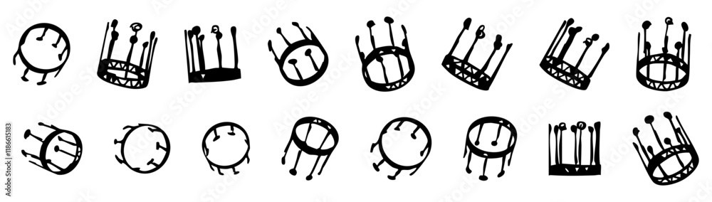 Fototapeta premium set of crowns vector silhouettes