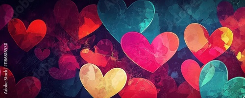 Colorful Hearts Abstract Painting Art Design photo