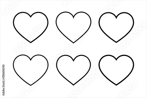 Simple black outline heart shapes on white background