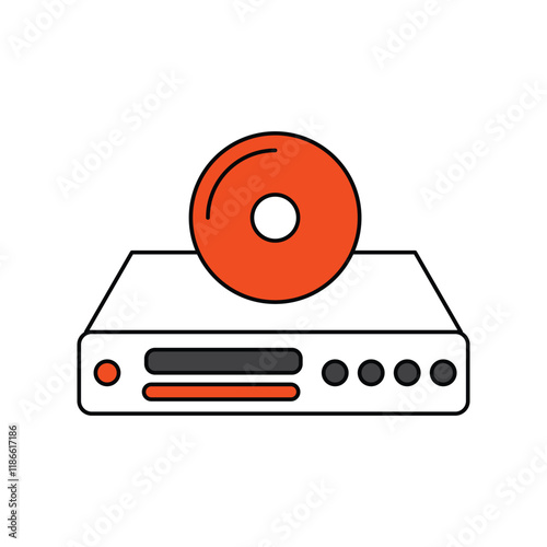 Cd Player color line icon with white background vector stock illustration