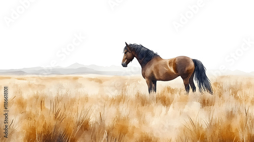 watercolor painting of andalusian horse portrait. Vector, EPS 10.