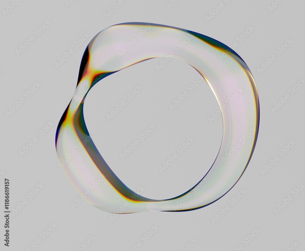 Abstract futuritstic 3D illustration of a glitched glass ring with light refraction effect. Abstract futuritstic 3D illustration of a glitched glass ring with light refraction effect.