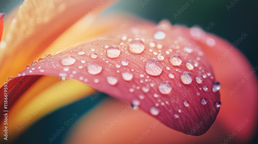 Dewdrops on a Petals: A Close-Up Macro Photography of a Flower