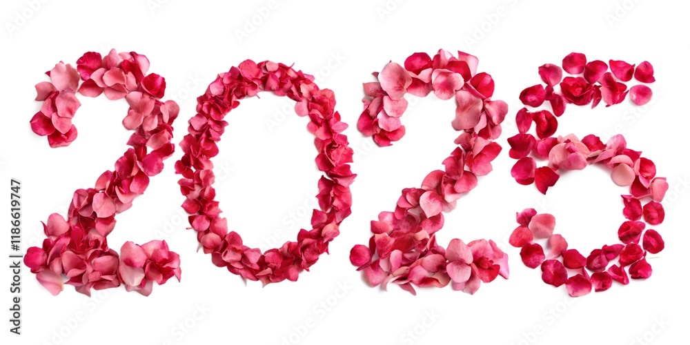 Red rose petals scattered on a heart-shaped bed of pink rose petals, a romantic symbol of love for Valentine's Day new text effect 2025