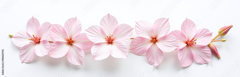 Obraz premium Image Of A Delicate Pink Floral Arrangement Isolated Against A Clean White Background With Gentle Subtle Color Tones. 00003