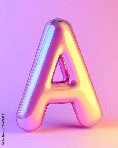 Glossy 3D Letter A in Colorful Gradient with Soft Lighting